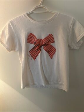 Gingham Bow T-shirt 100% Cotton